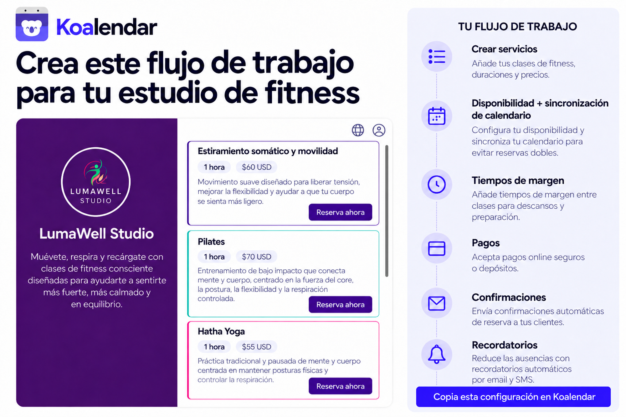 koalendar Aplicación gratuita de reservas para clases de fitness